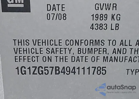 2009 Chevrolet Malibu Ls from USA, damaged, VIN 1G1ZG57B494111785